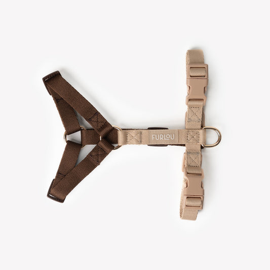 Brown + Tan Strap H-Style Harness