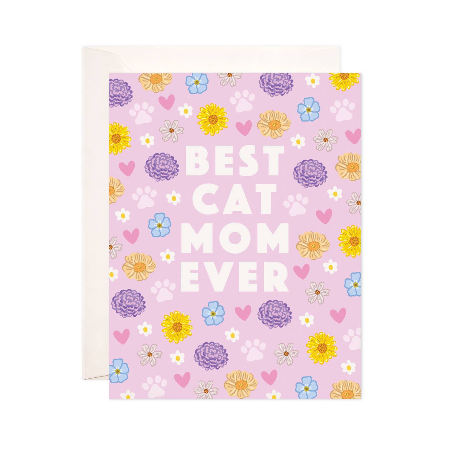 Cat Mom Floral Greeting Card - Mother's Day Card