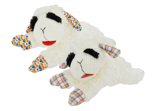 Assorted Rainbow Lamb Chop Plush Dog Toy - 10.5”