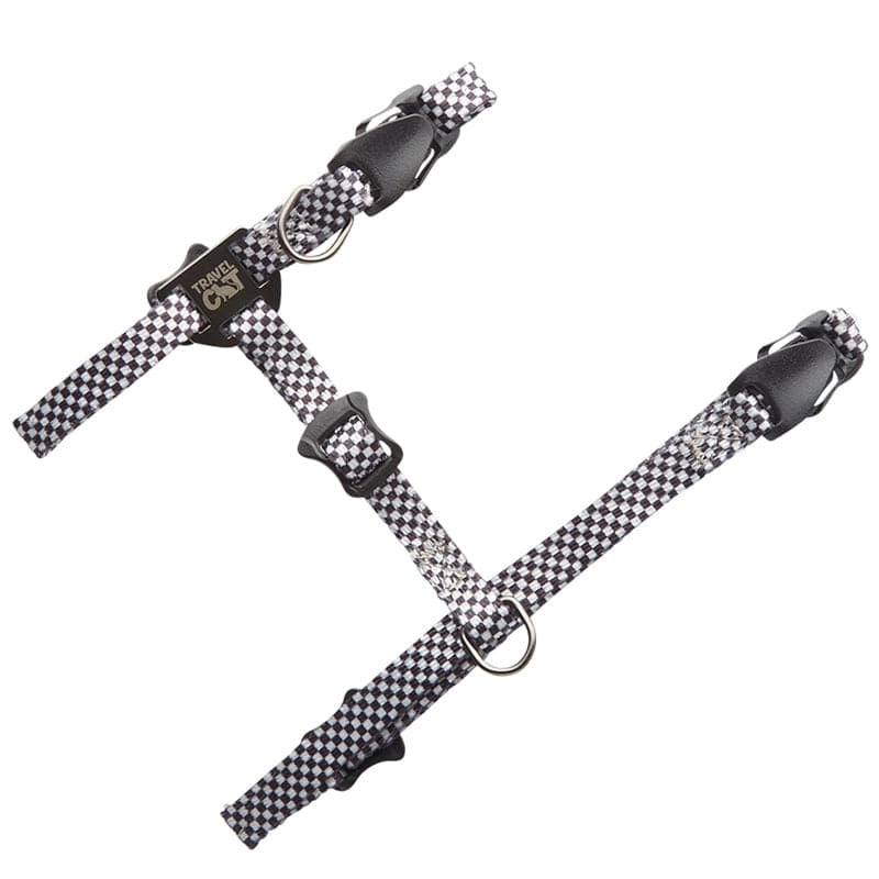 "The Day Tripper" Adjustable H-Style Cat Harness & Leash - Checkered