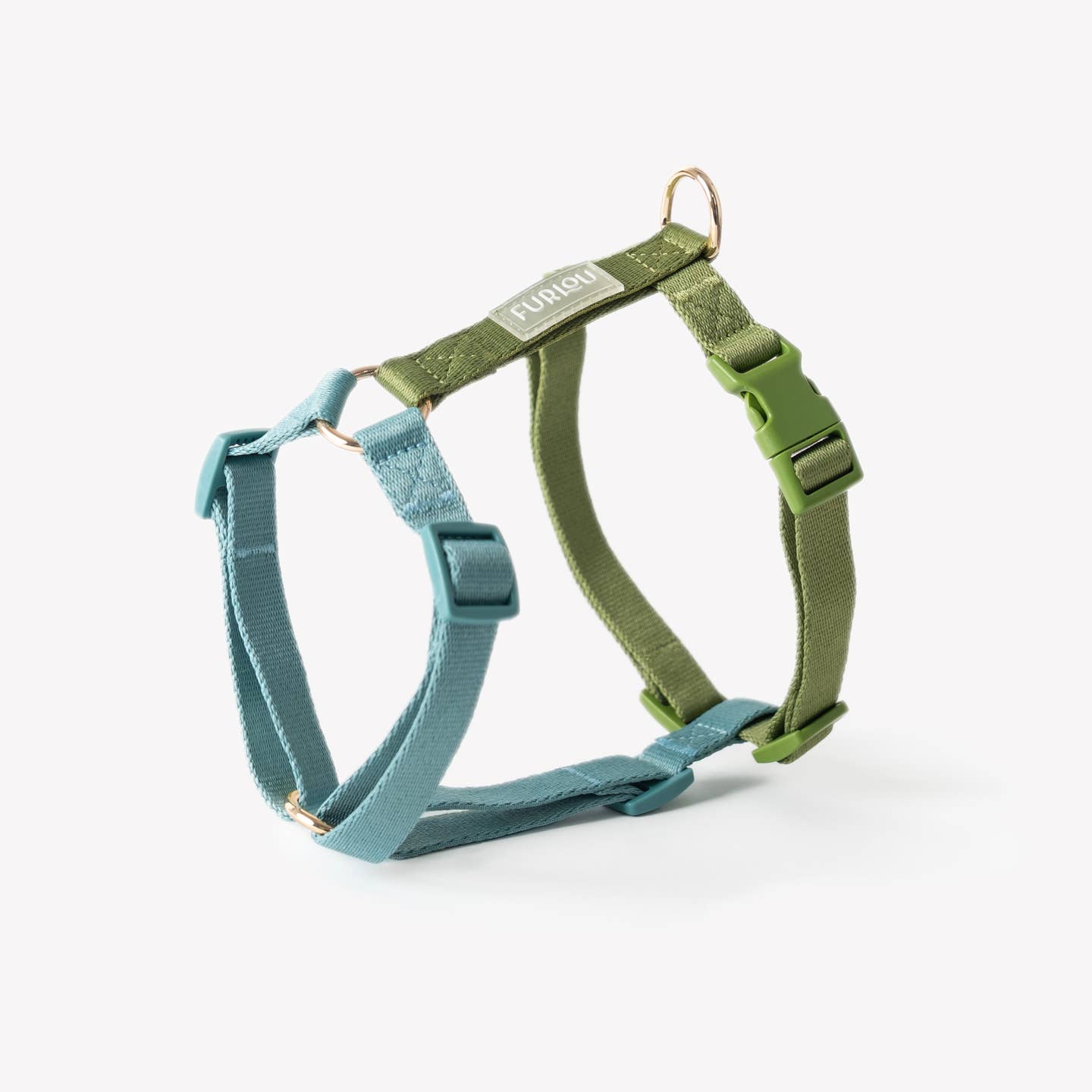 Blue + Green Strap H-Style Harness