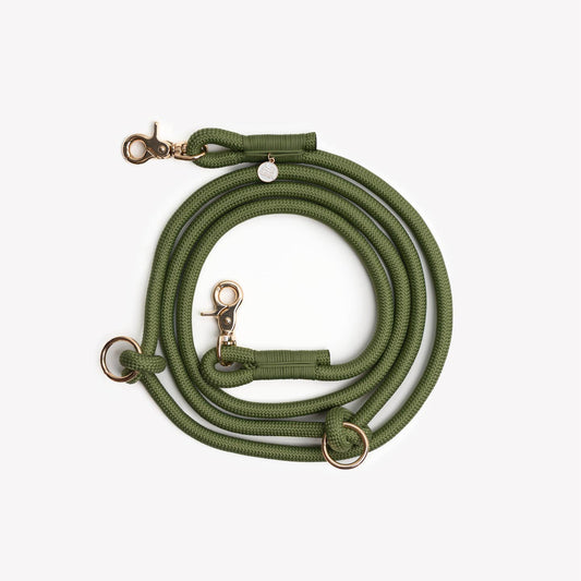 Hands Free Braided Rope Leash - Green