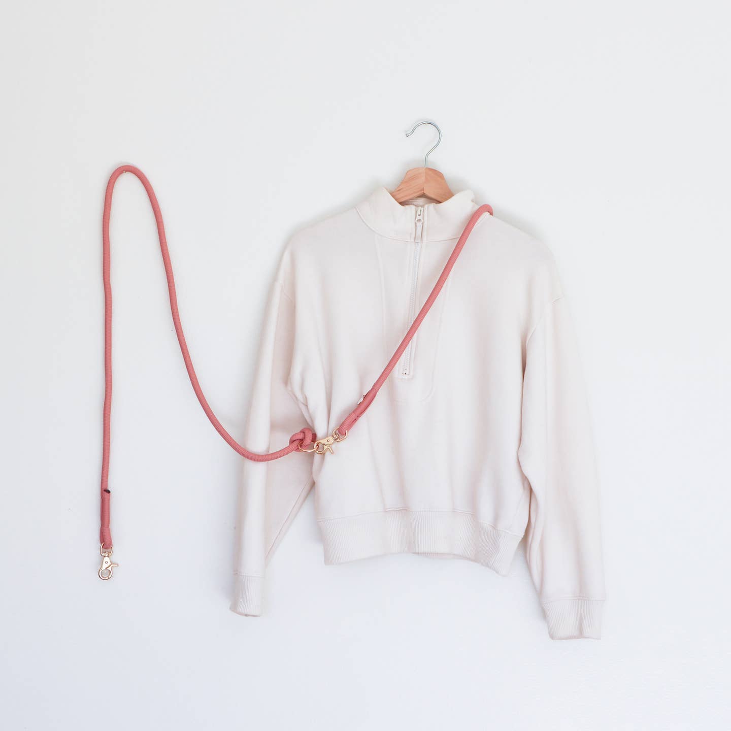 Hands Free Braided Rope Leash - Rose
