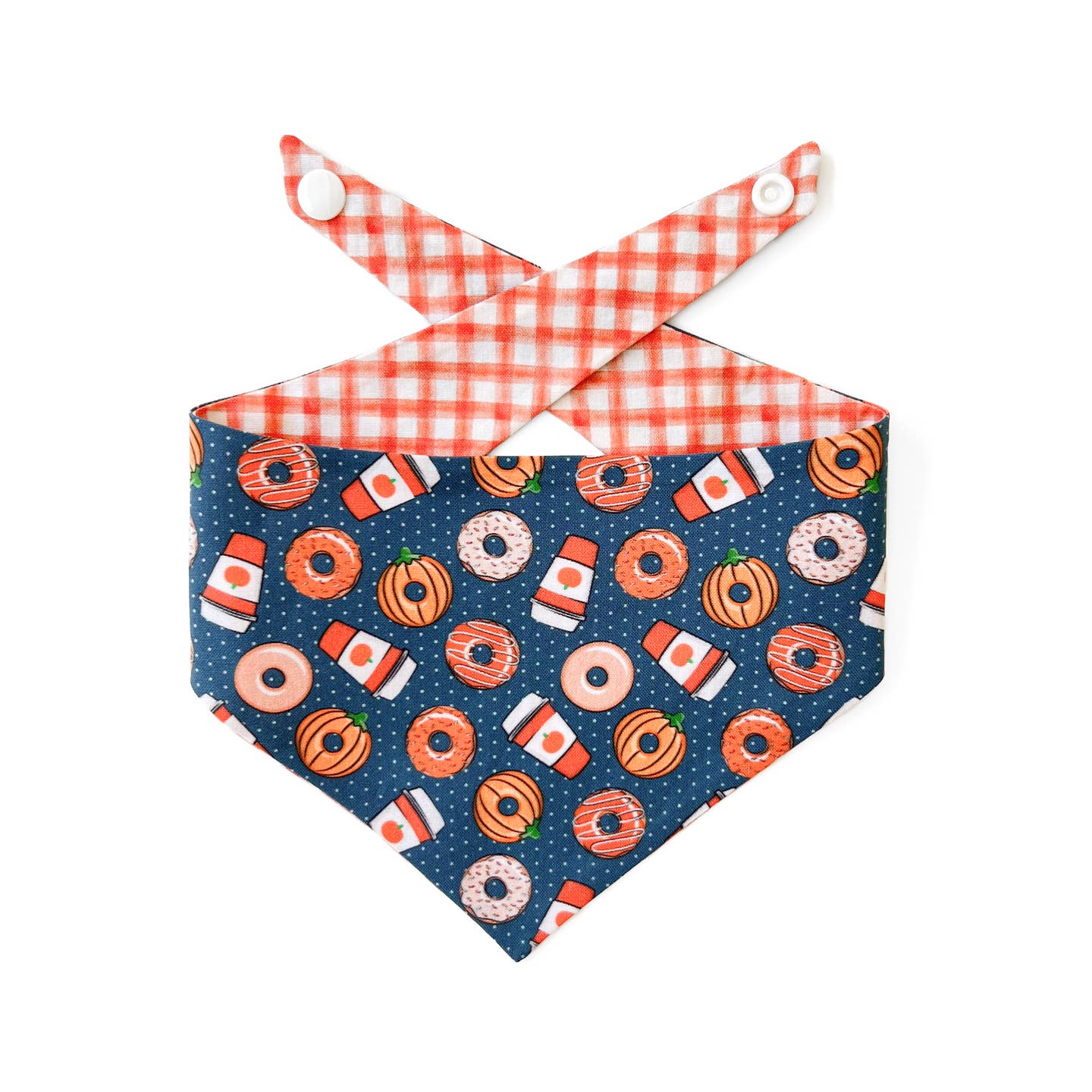 Fall Pumpkin Spice Reversible Tie On Dog Bandana