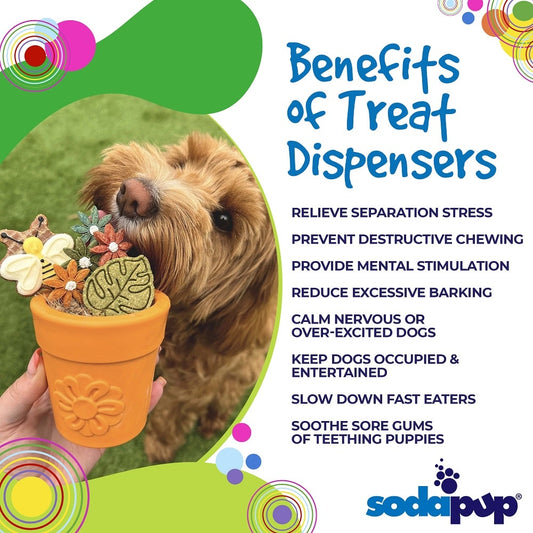 Large Flower Pot Durable PUP-X Rubber eCup Treat Dispenser & Enrichment Toy - Terracotta Orange