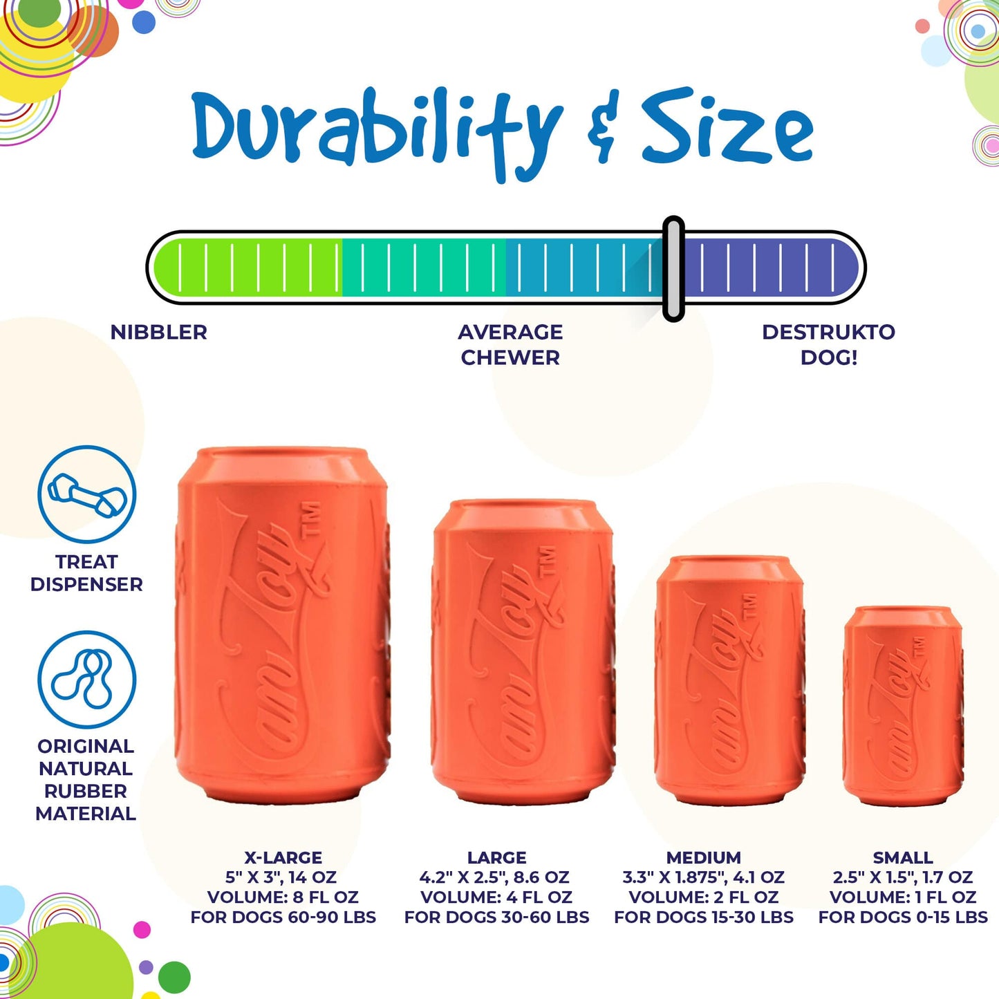 Can Toy Rubber Dog Chew Toy for Average Chewers | Treat Dispenser | Medium