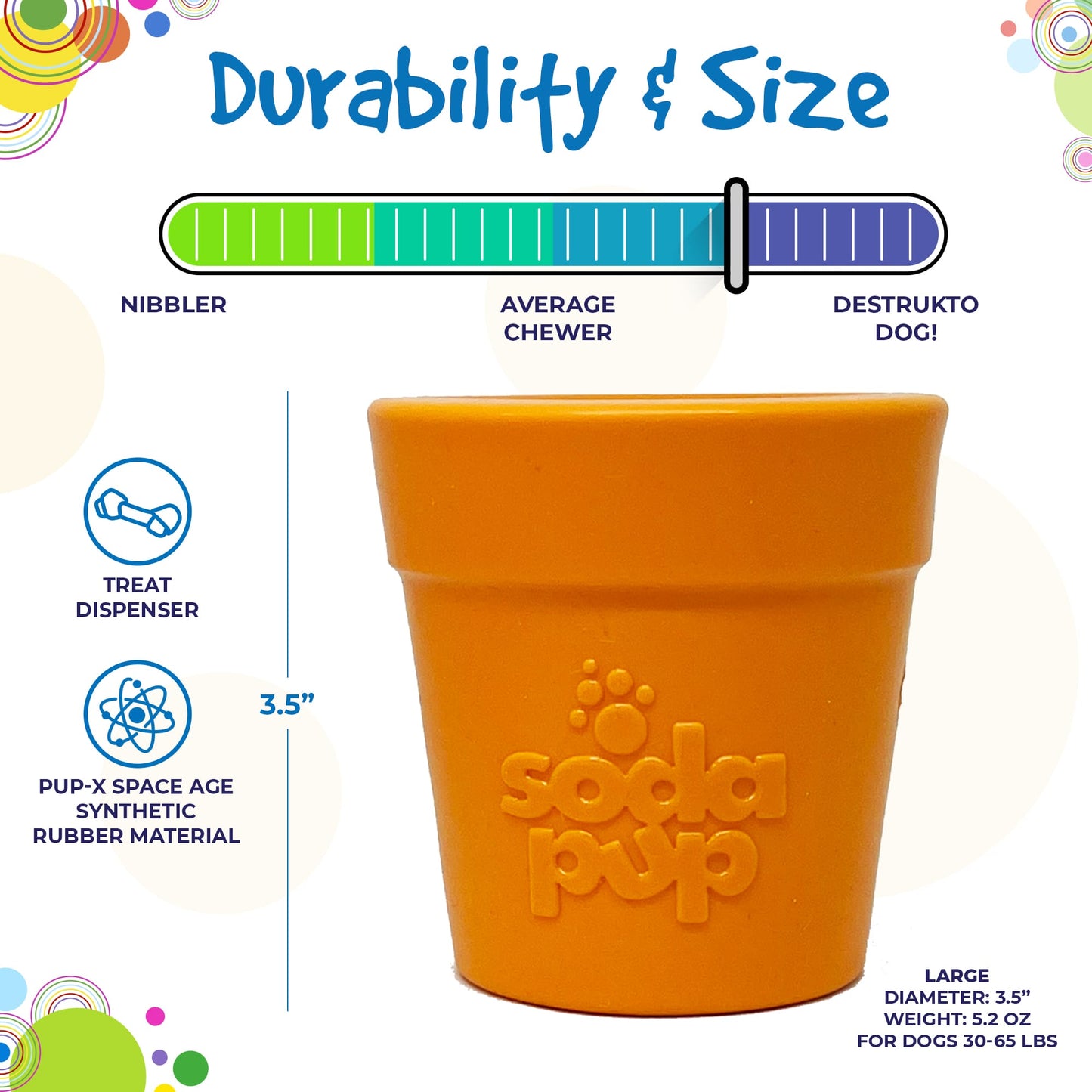 Large Flower Pot Durable PUP-X Rubber eCup Treat Dispenser & Enrichment Toy - Terracotta Orange
