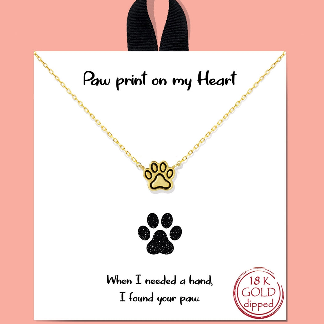 Gold-Dipped Paw Print Shape Pendant Necklace