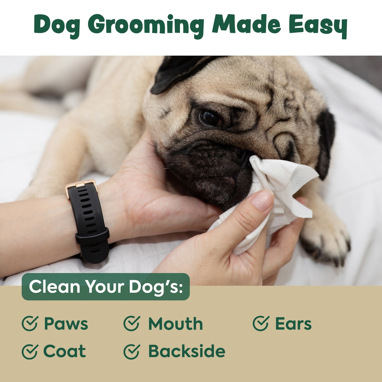 Extra Thick Herbal-Infused Dog Grooming Wipes - 50 ct