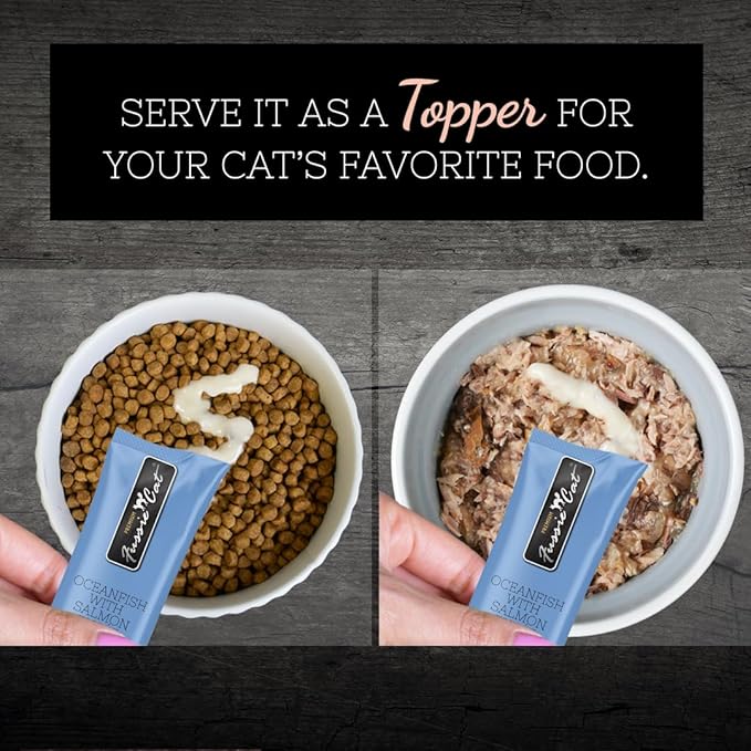 Fussie Cat Ocean Fish and Salmon Puree Lickable Cat Treats - 0.5oz Pouch