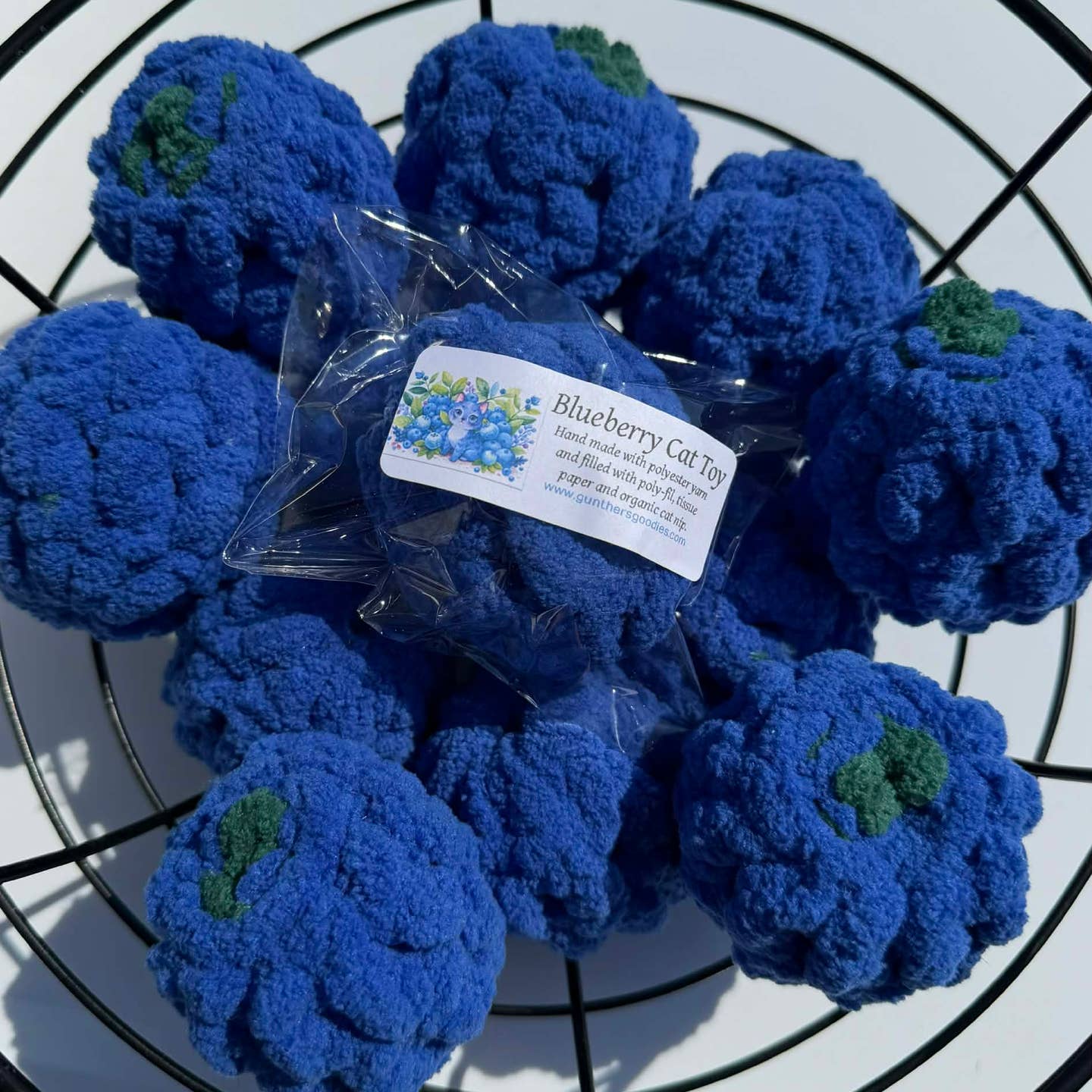 Handmade Blueberry Cat Toy with Organic Catnip