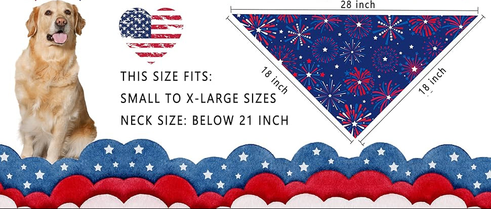 Patriotic July 4th Dog Bandana - One Size
