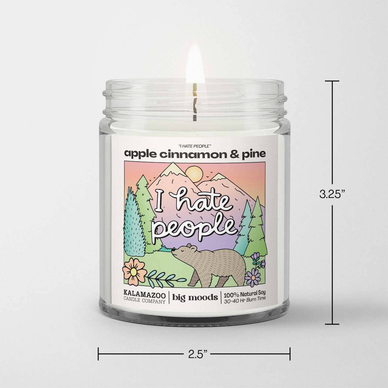 "I Hate People" Apple Cinnamon & Pine - Luxury Soy Candle 5 oz