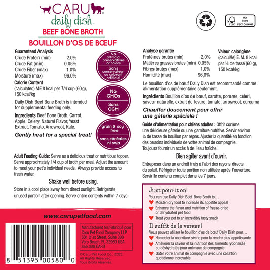 Caru Daily Dish Beef Bone Broth for Dogs & Cats