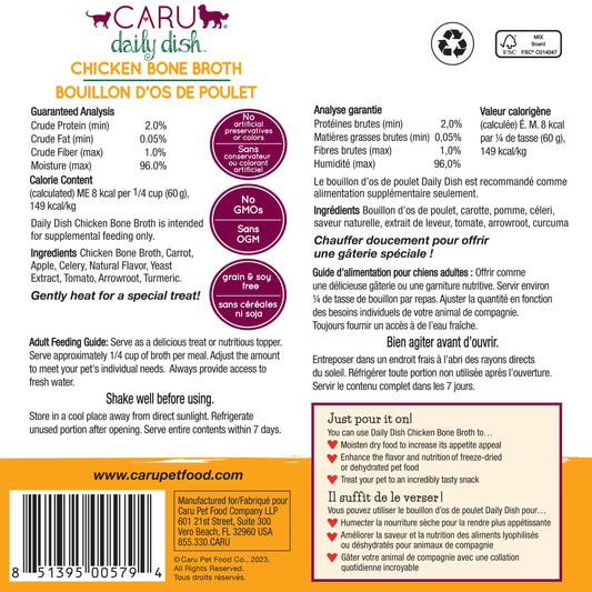 Caru Daily Dish Chicken Bone Broth for Dogs & Cats