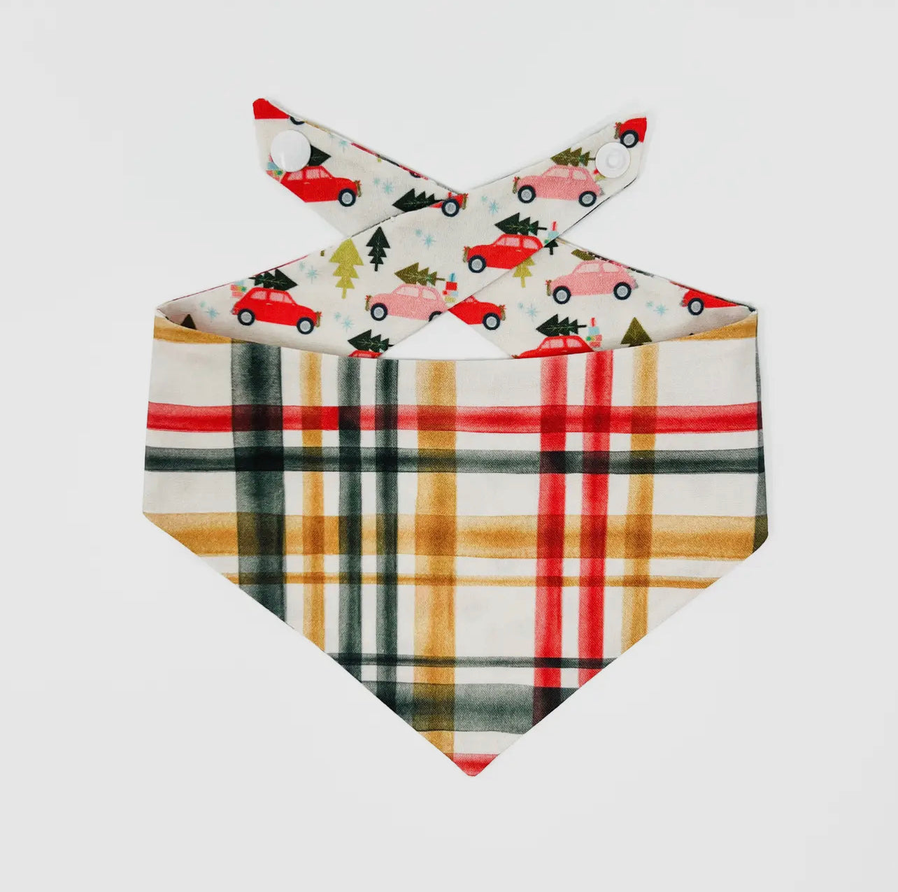 Christmas Cars Reversible Tie/Snap-On Bandana