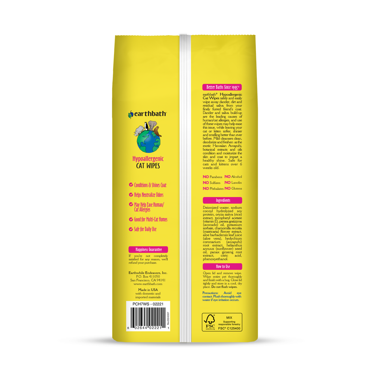 Hypoallergenic Cat Wipes - 100 count