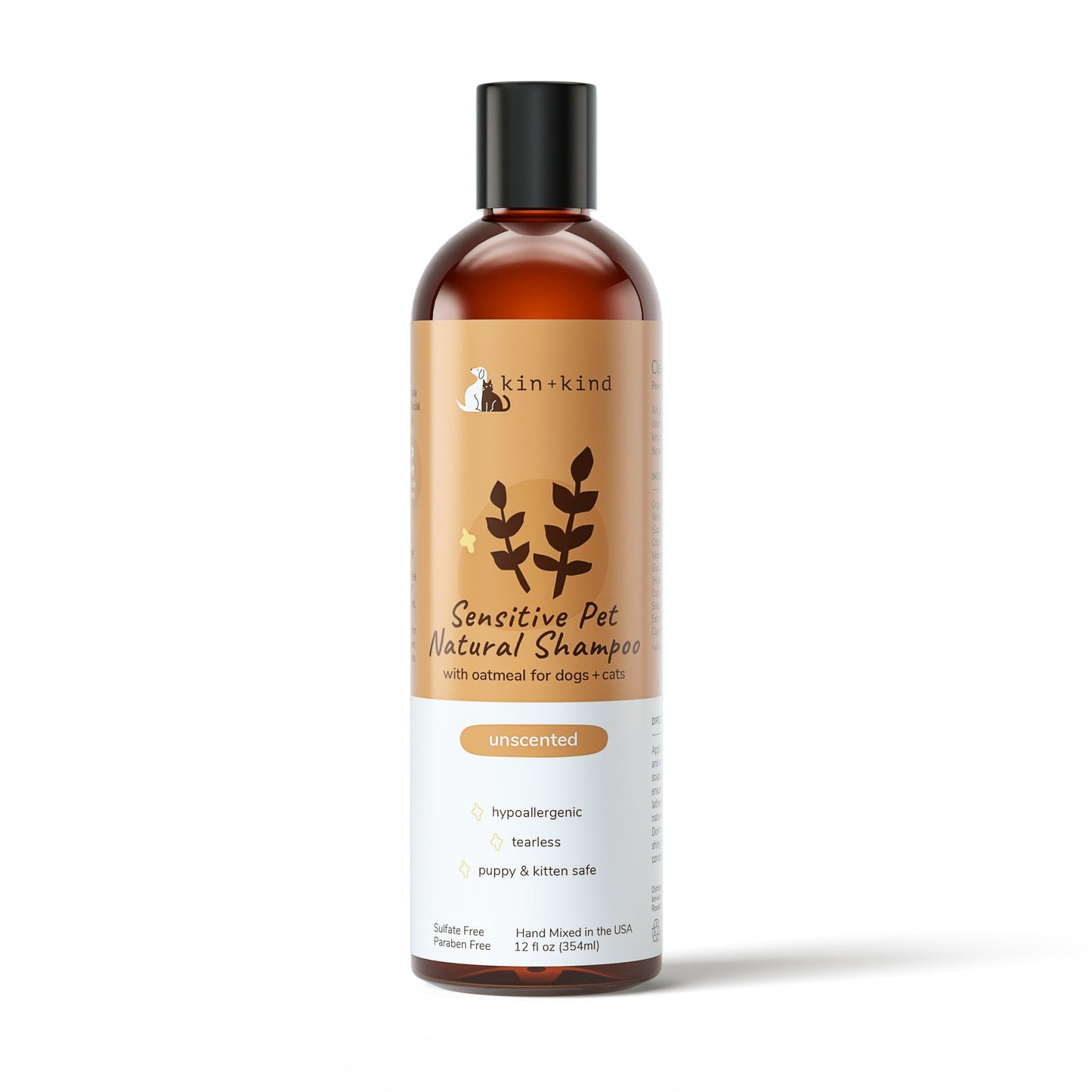 Kin + Kind Sensitive Skin Shampoo Safe for Puppies & Kittens (Unscented)