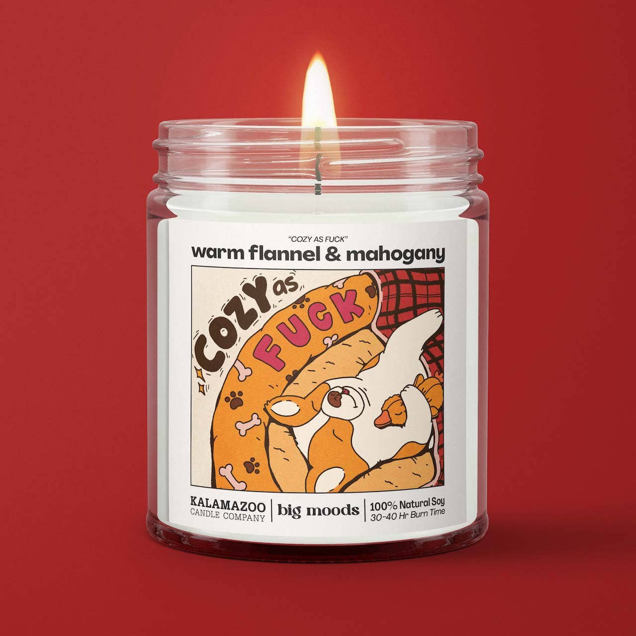 "Cozy As Fuck" Warm Flannel & Mahogany - Luxury Soy Candle