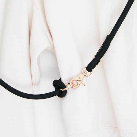 Hands Free Braided Rope Leash - Black