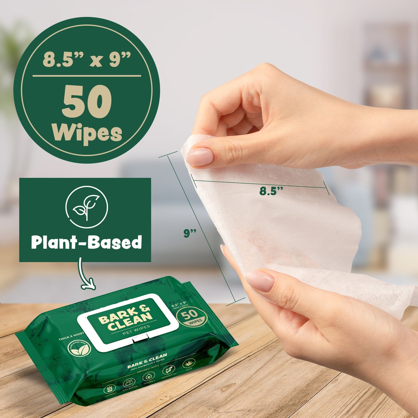 Extra Thick Herbal-Infused Dog Grooming Wipes - 50 ct