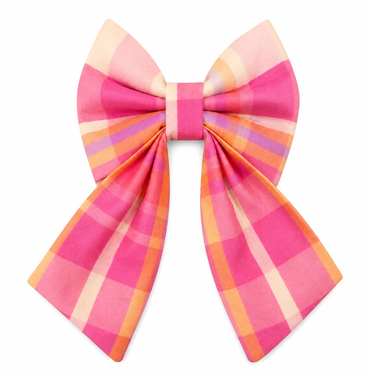Peachy Pink Plaid Sailor Bow