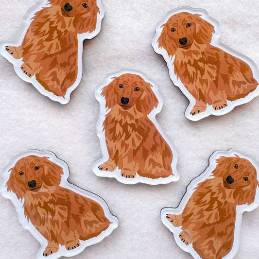 Long-Haired Red Dachshund Magnet