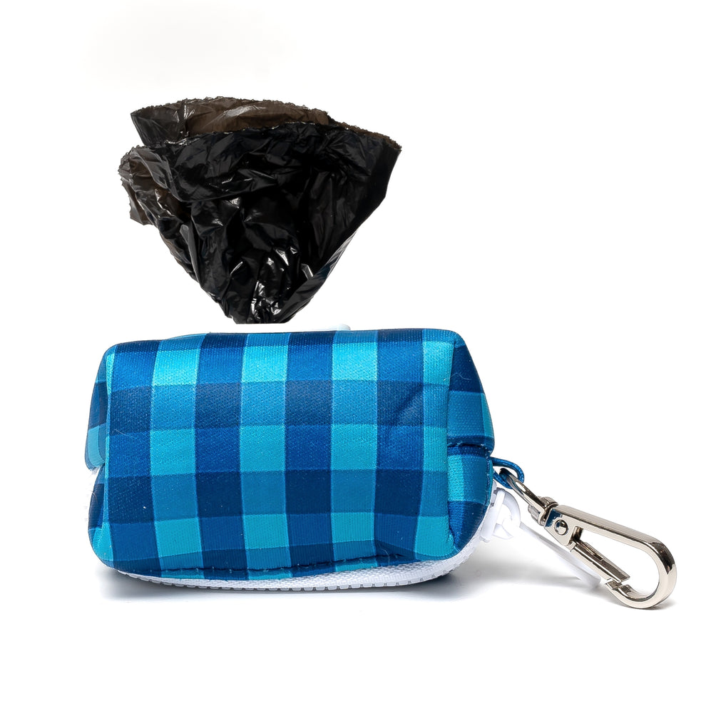 Aqua Plaid Leash Bag