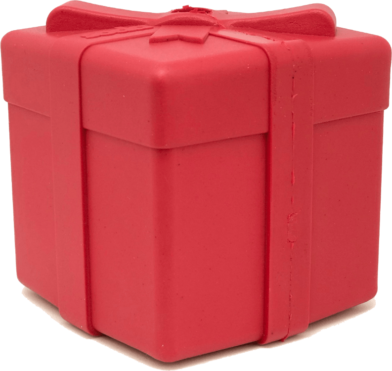 Gift Box Durable Rubber Chew Toy & Treat Dispenser Dog Toy