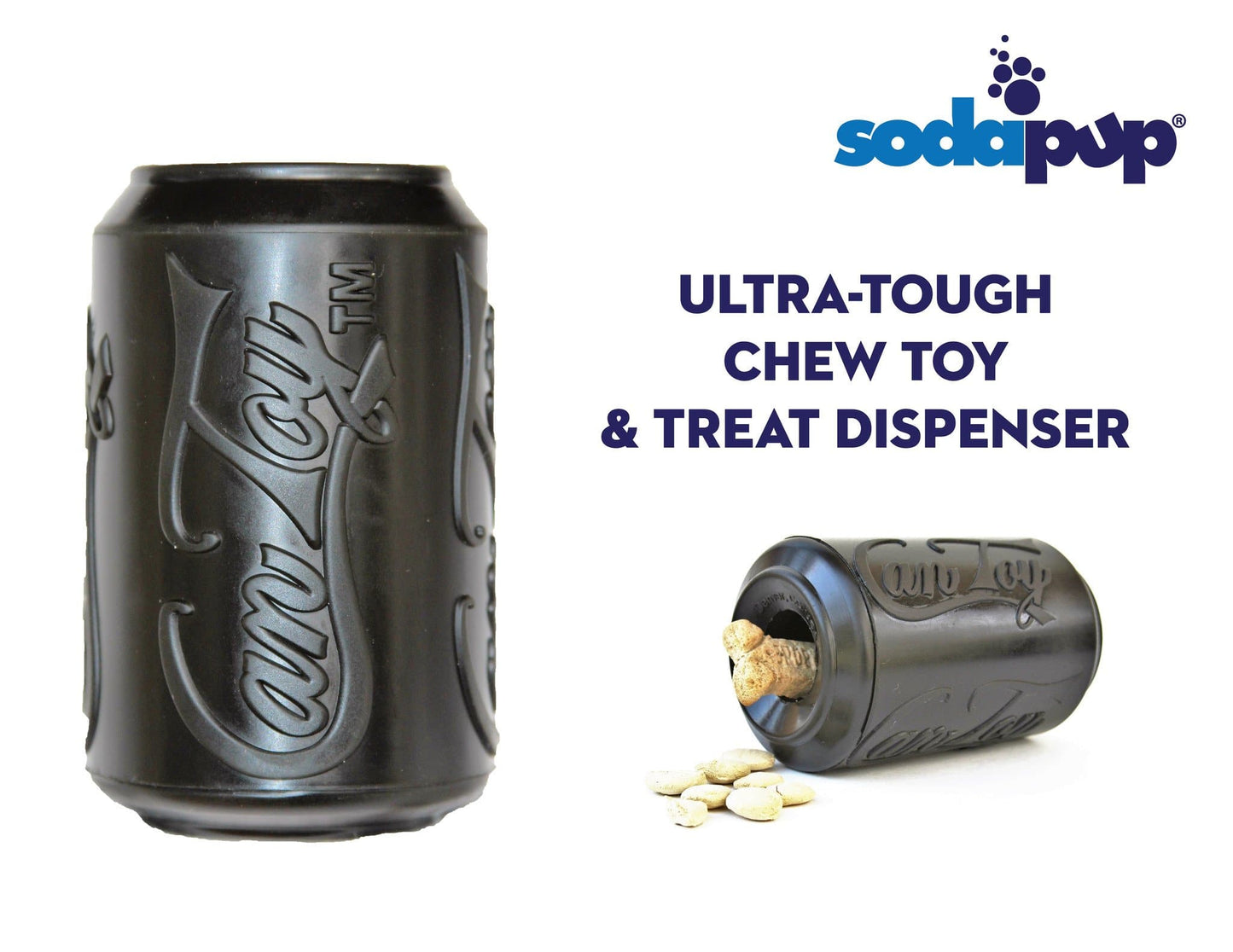 XL Magnum Can Toy eDispenser Ultra Durable Rubber Chew Toy & Treat Dispenser - Black