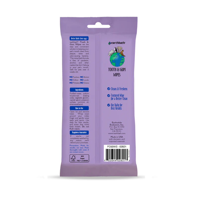 Earthbath Tooth & Gum Wipes