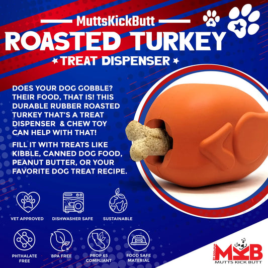 Roasted Turkey Durable Rubber Treat Dispenser and Chew Toy