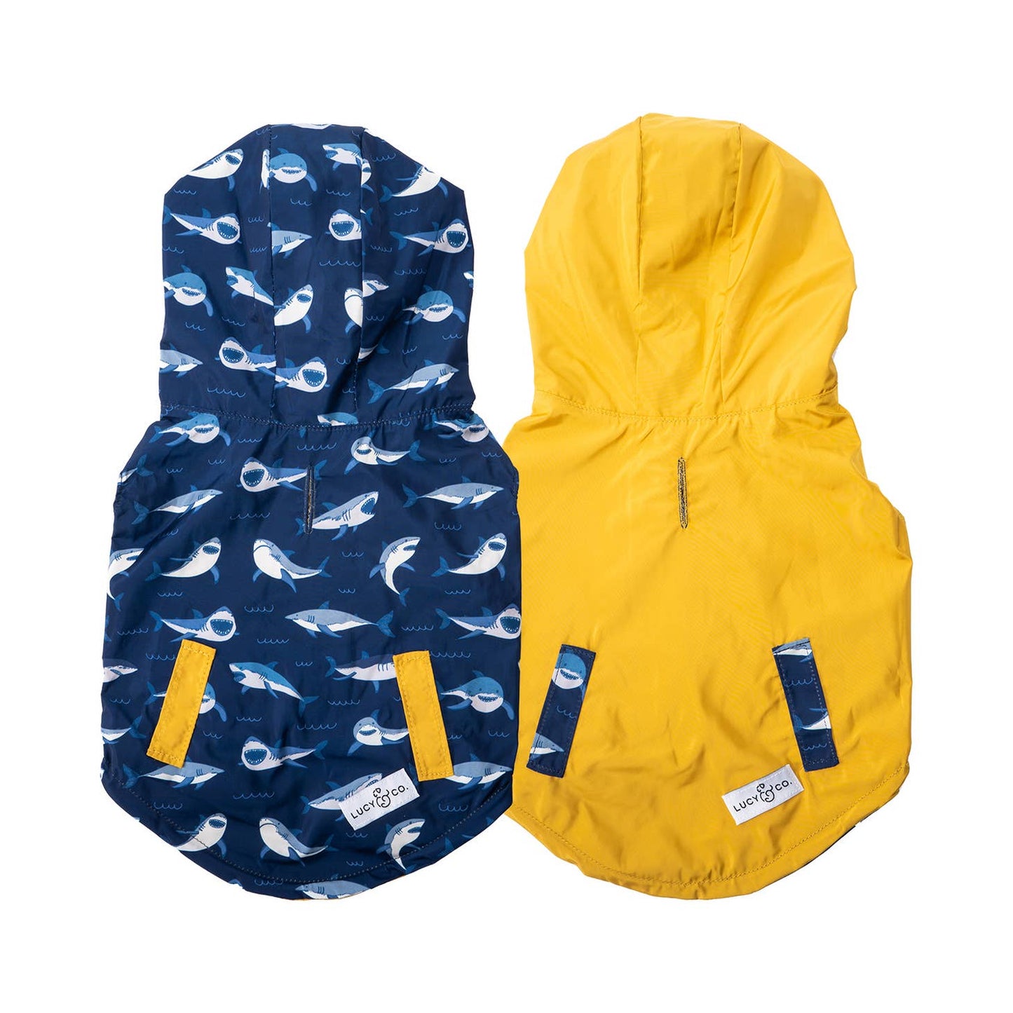 Shark Attack Reversible Dog Raincoat