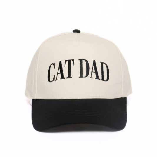 Cat Dad Embroidery 5 Panel Two Tone Cap