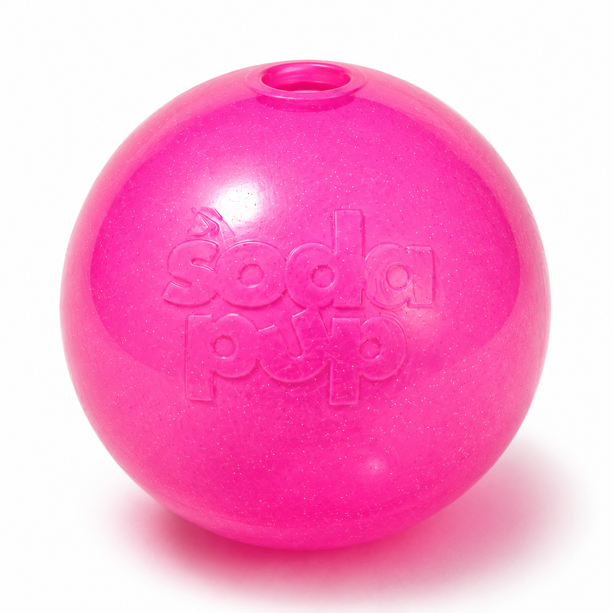 Glitter Ball Dog Toy | Soft PUP-X Rubber Floating Fetch Ball with Treat Dispenser - Pink