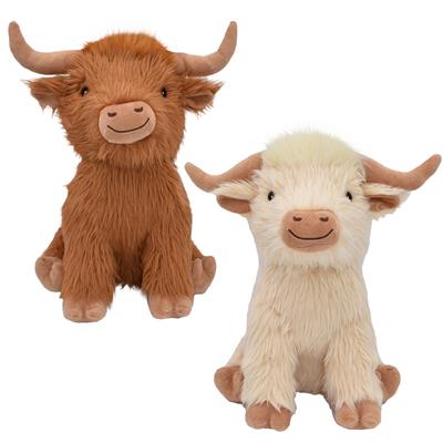 Highland Cow Shaggy Plush Dog Toy Brown/Cream Dog Toy