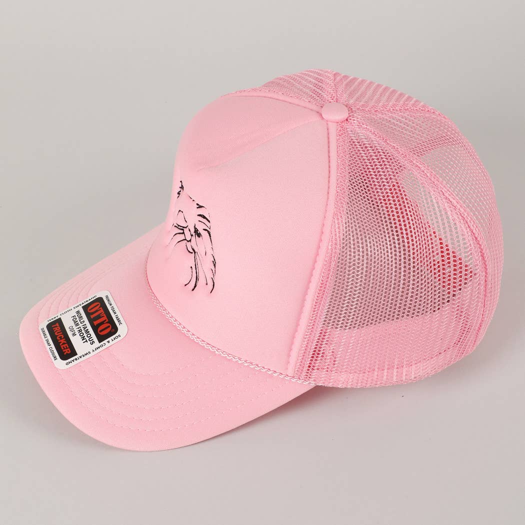 Pink Persian Cat Line Drawing Embroidery Foam Hat