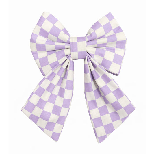 Lavender Checkered Sailor Bow