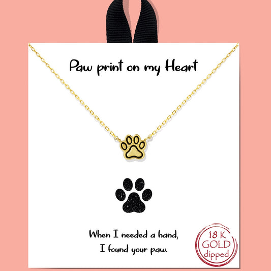Gold-Dipped Paw Print Shape Pendant Necklace