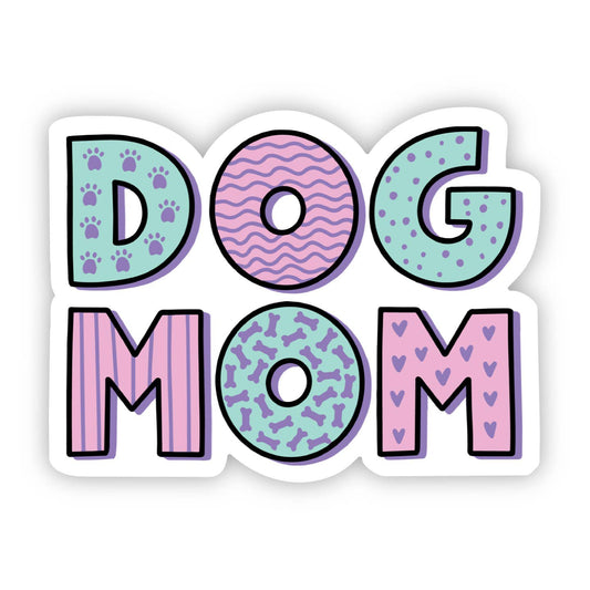 Dog Mom Green & Pink Sticker