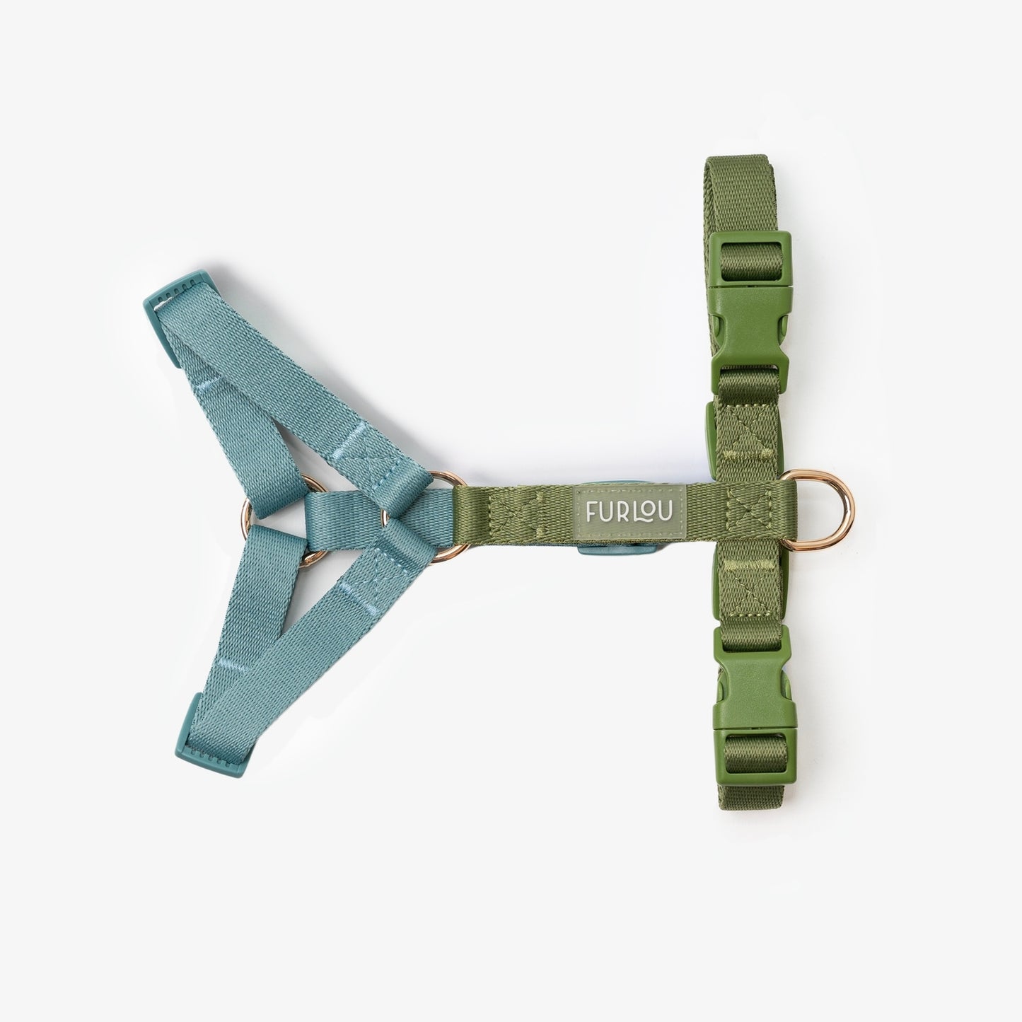 Blue + Green Strap H-Style Harness