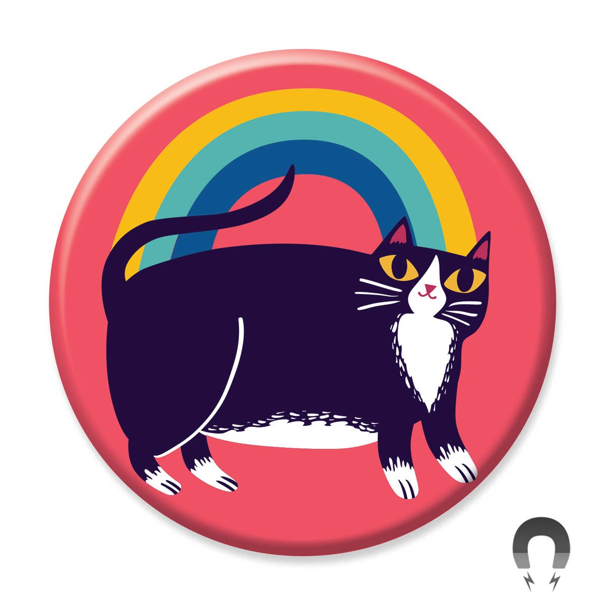 Rainbow Tuxedo Cat Big Magnet