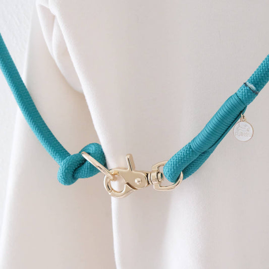 Hands Free Braided Rope Leash - Teal