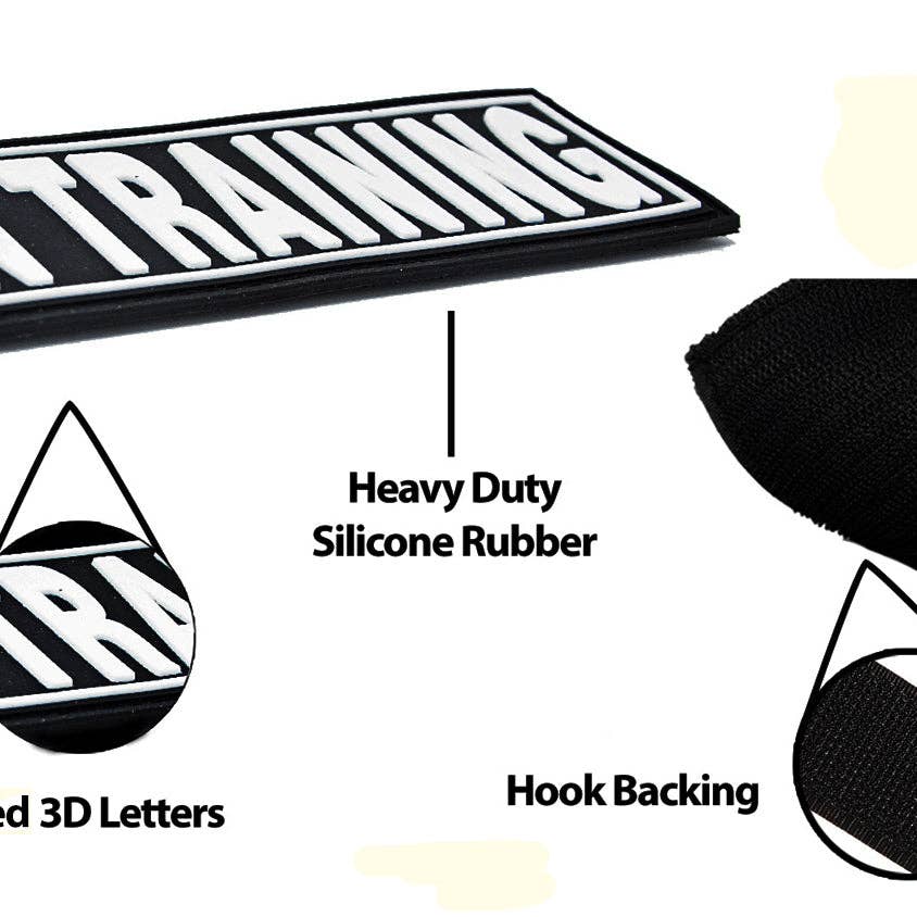 2 Pack "In Training" 3D Rubber Removable Patches For Dog Harness - 1.5" x 4"