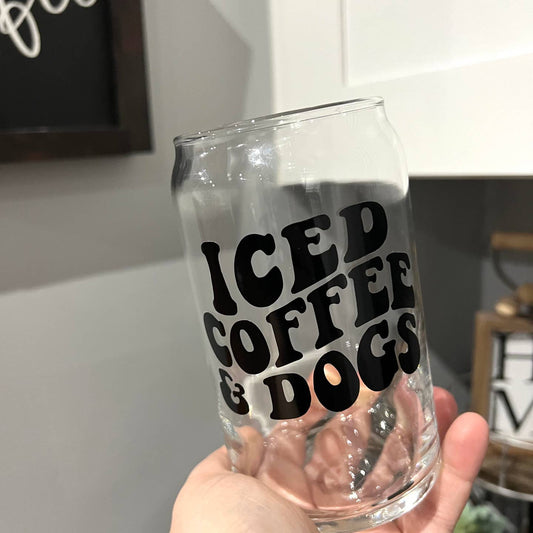 Iced Coffee & Dogs 16 oz Libbey Glass, Beer Can Glass