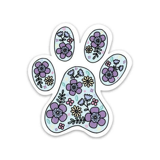 Colorful Floral Paw Print Sticker