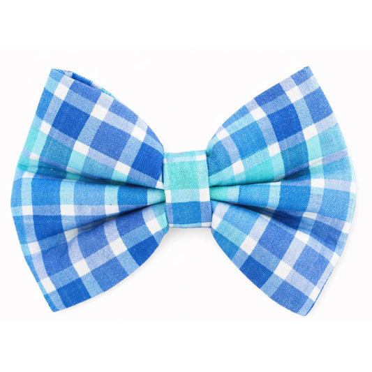 Blue Plaid Bow Tie