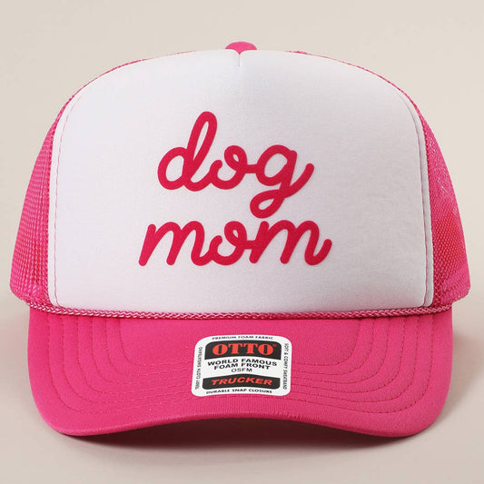 Hot Pink Dog Mom Foam Mesh Back Cap