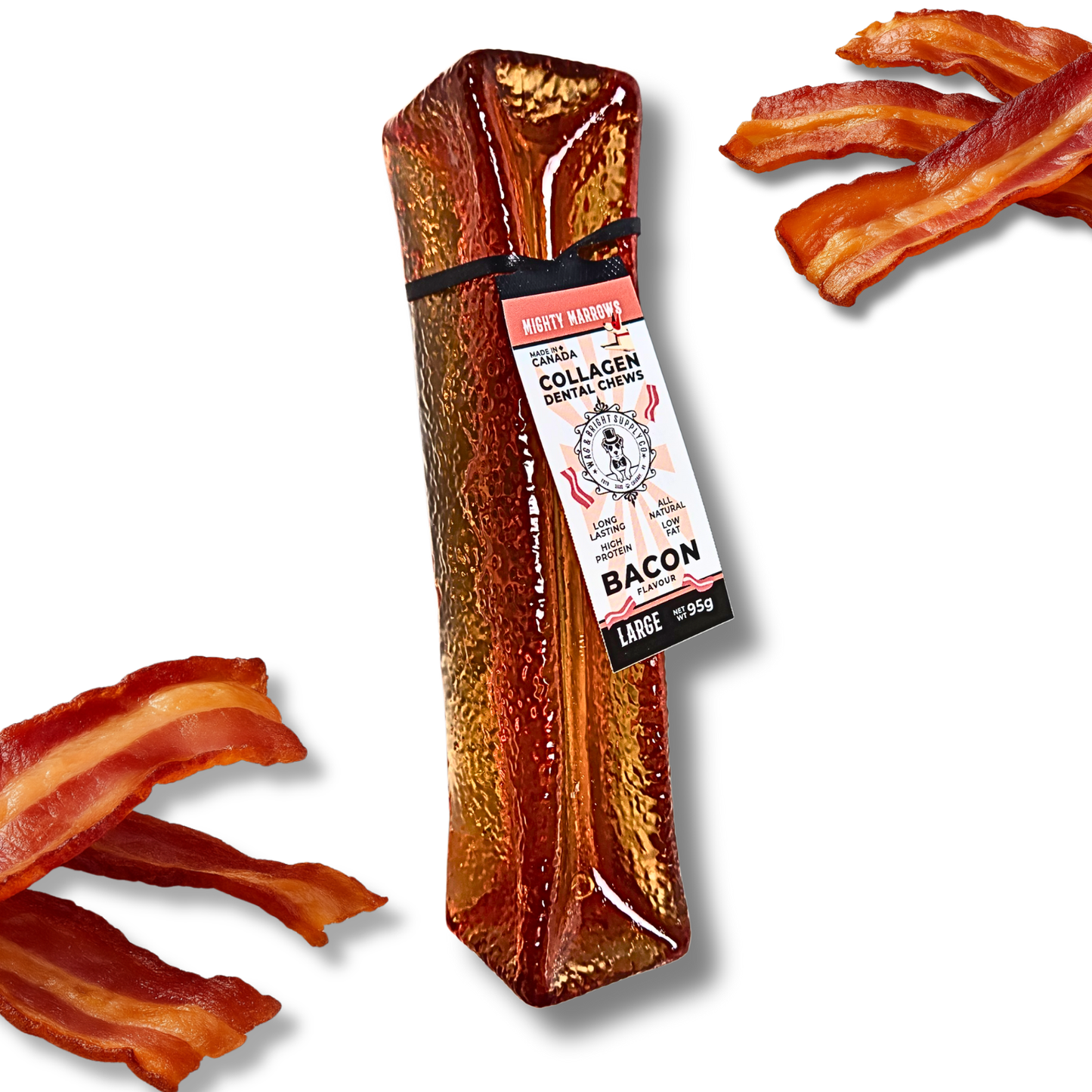 Mighty Marrow Collagen Dental Chew - Bacon - Large