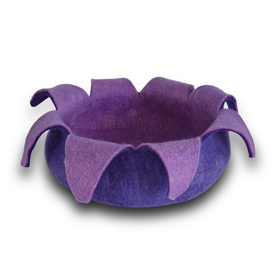 Natural Petal Basket Pet Bed 14" - Purple